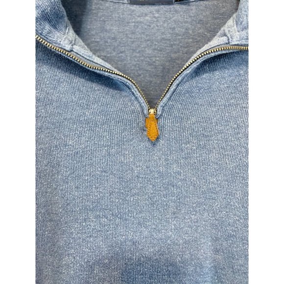 Men's Polo Ralph Lauren XL 1/4 Zip Sweater Knit L/S Blue Solid 100% Cotton 23 - Picture 4 of 8